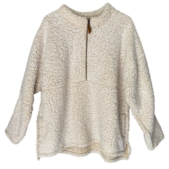 Time and Tru Tops - TIME & TRU Faux Sherpa Pullover Oatmeal Heather Women's Plus Size 2X (20W-22W)